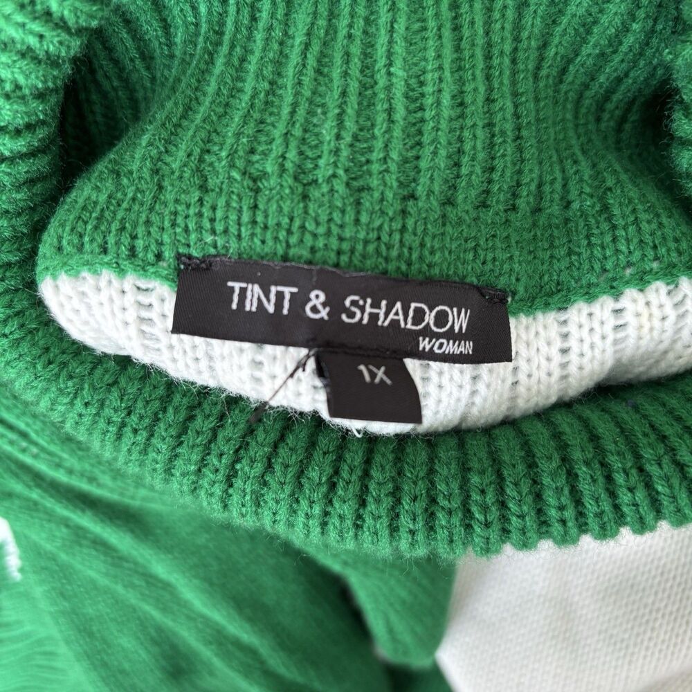 Ugly Christmas Sweater Women's Size 1X Green Snowman Turtleneck Pullover Knit - Picture 8 of 8